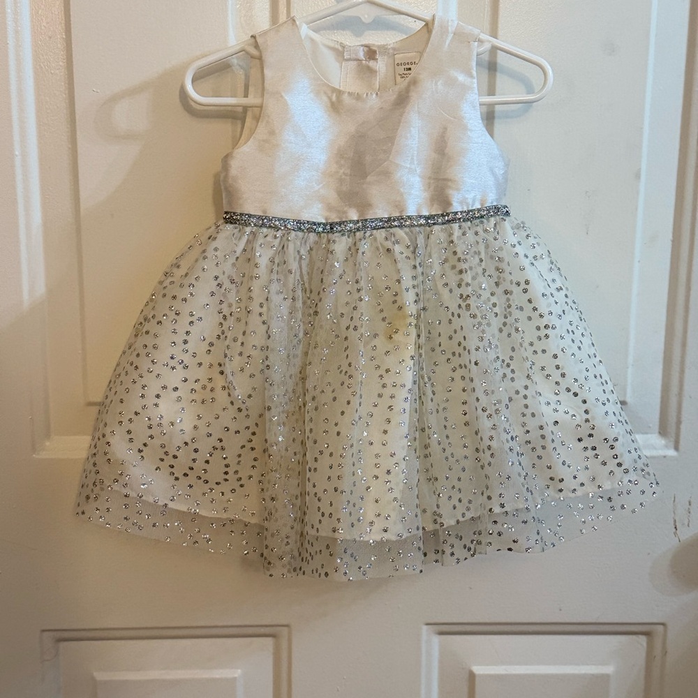 White and Silver Sparkley Kids Dress